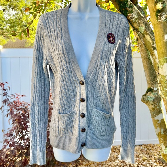 Abercrombie & Fitch Gray Cable Knit Cardigan Sweater | Size S - Picture 1 of 7